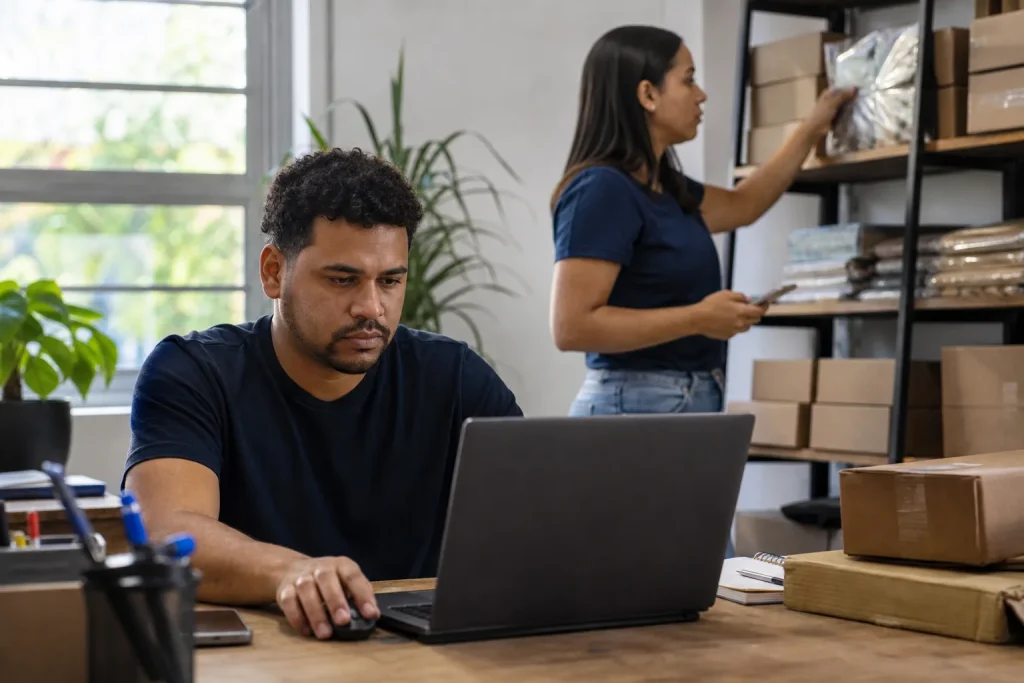 Equipe de e-commerce brasileira usando WhatsApp e IA para atender clientes e conferir estoque